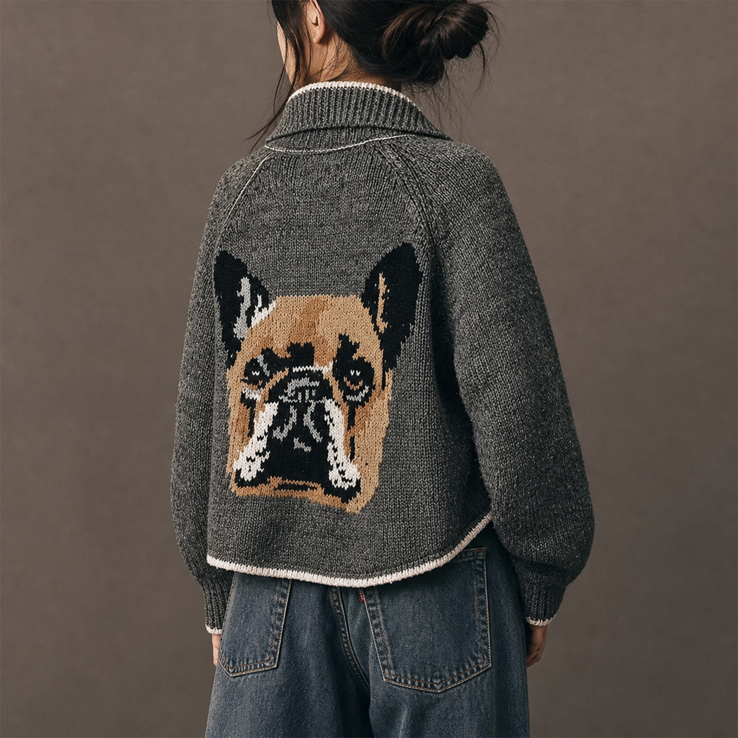 【オーダーメイド】愛犬・愛猫ポートレート ニットカーディガン ｜世界に一つだけのペット似顔絵セーター