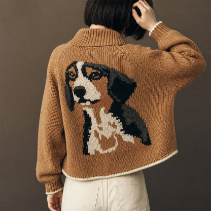 【オーダーメイド】愛犬・愛猫ポートレート ニットカーディガン ｜世界に一つだけのペット似顔絵セーター