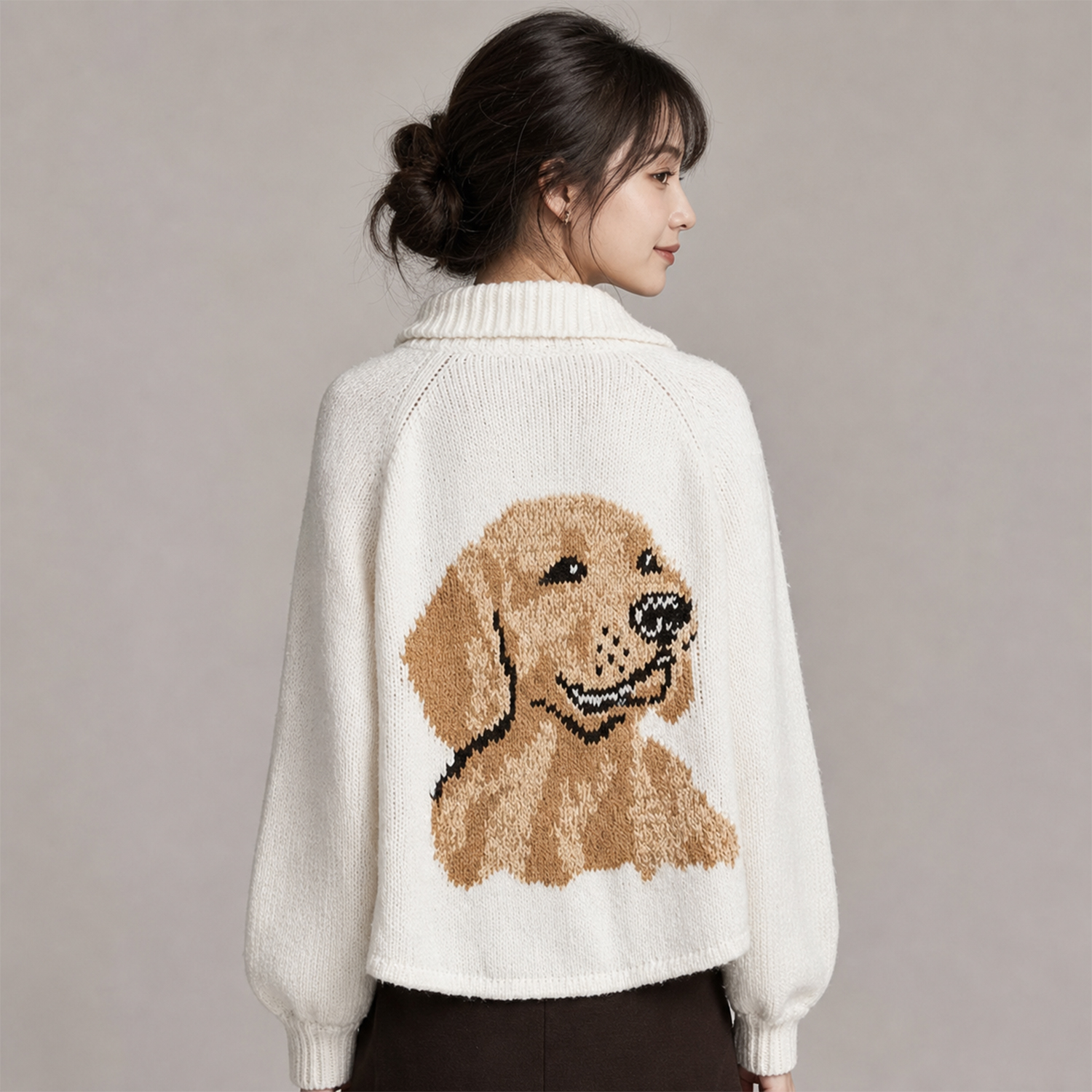 【オーダーメイド】愛犬・愛猫ポートレート ニットカーディガン ｜世界に一つだけのペット似顔絵セーター