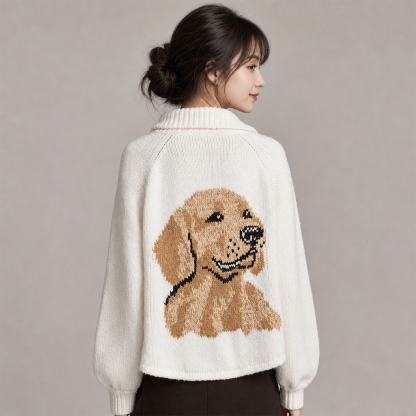 【オーダーメイド】愛犬・愛猫ポートレート ニットカーディガン ｜世界に一つだけのペット似顔絵セーター