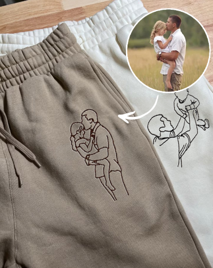 ペットとの写真、家族写真、パーソナライズされた刺繍スウェットパンツ、カスタム写真スウェットパンツ-welikecustom-MJ