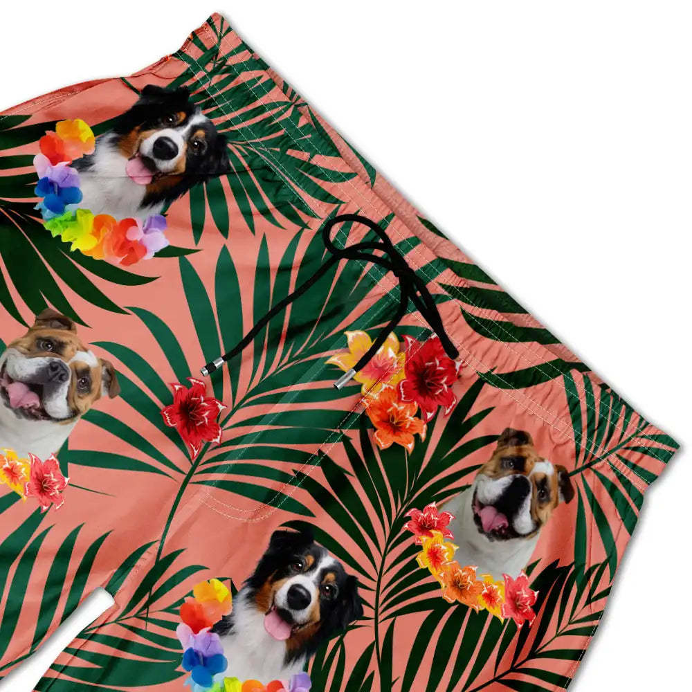 カスタムフォト アロハ ドッグ キャット - パーソナライズされたユニセックス ビーチ ショーツ-welikecustom-MJ