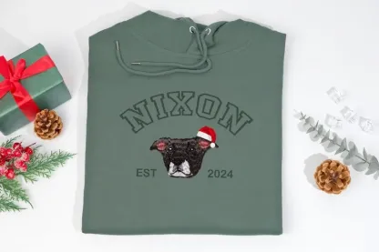 ペットの名前入りカスタムプレミアム手作りペット写真刺繍クリスマスTシャツスウェットシャツパーカー-welikecustom-MJ