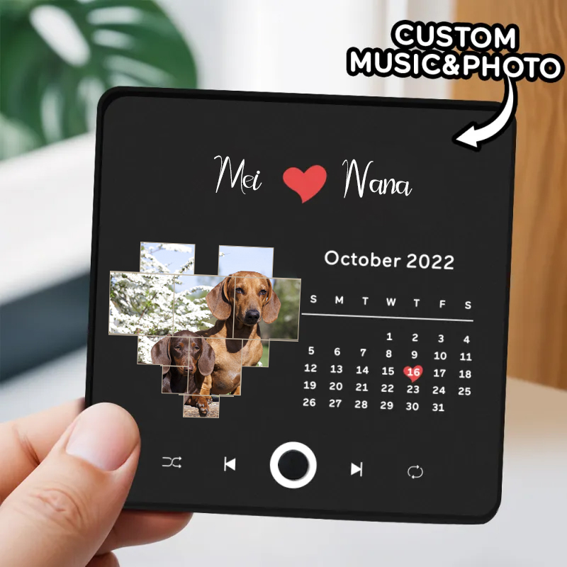 音楽再生可能 ペット写真冷蔵庫マグネットD - 毎日聴ける思い出のプレイヤー