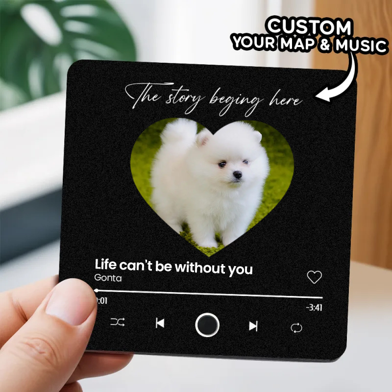 音楽再生可能 ペット写真冷蔵庫マグネットE - 毎日聴ける思い出のプレイヤー