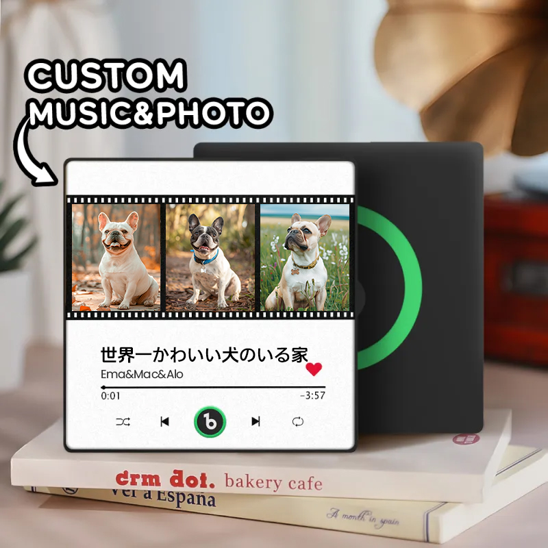 音楽再生可能 ペット写真冷蔵庫マグネットF - 毎日聴ける思い出のプレイヤー
