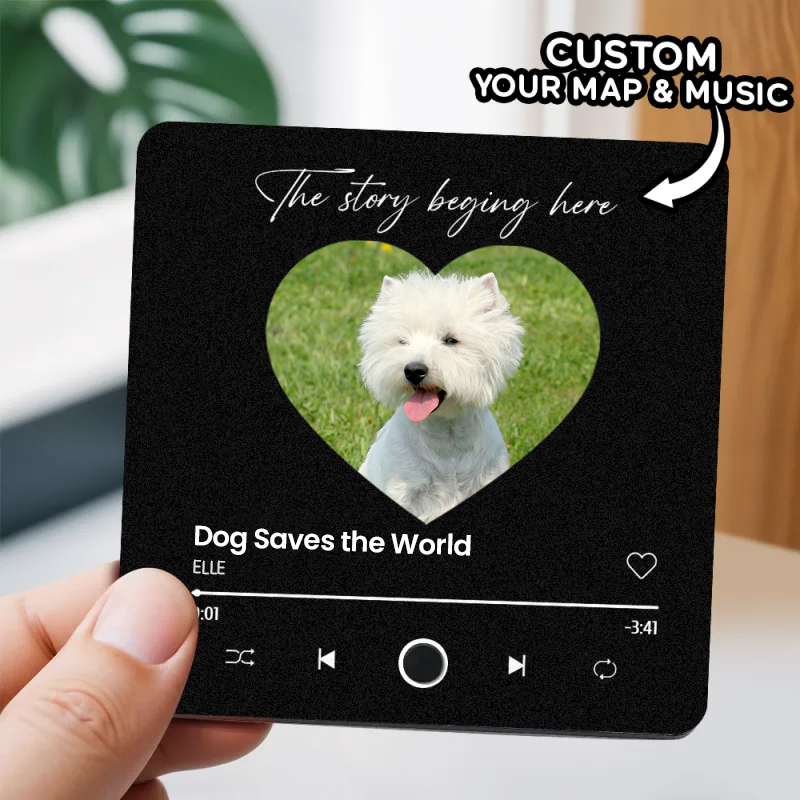 音楽再生可能 ペット写真冷蔵庫マグネットE - 毎日聴ける思い出のプレイヤー