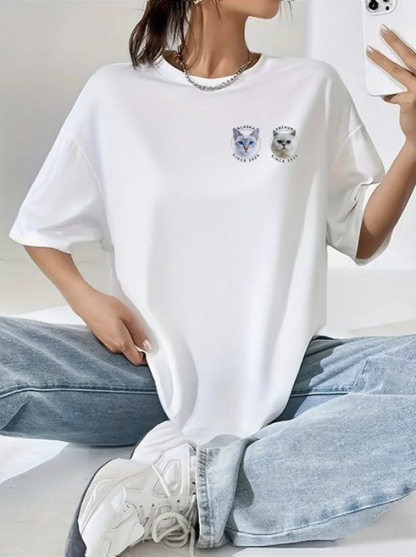 手描きミニマリスト風ペット写真Tシャツ