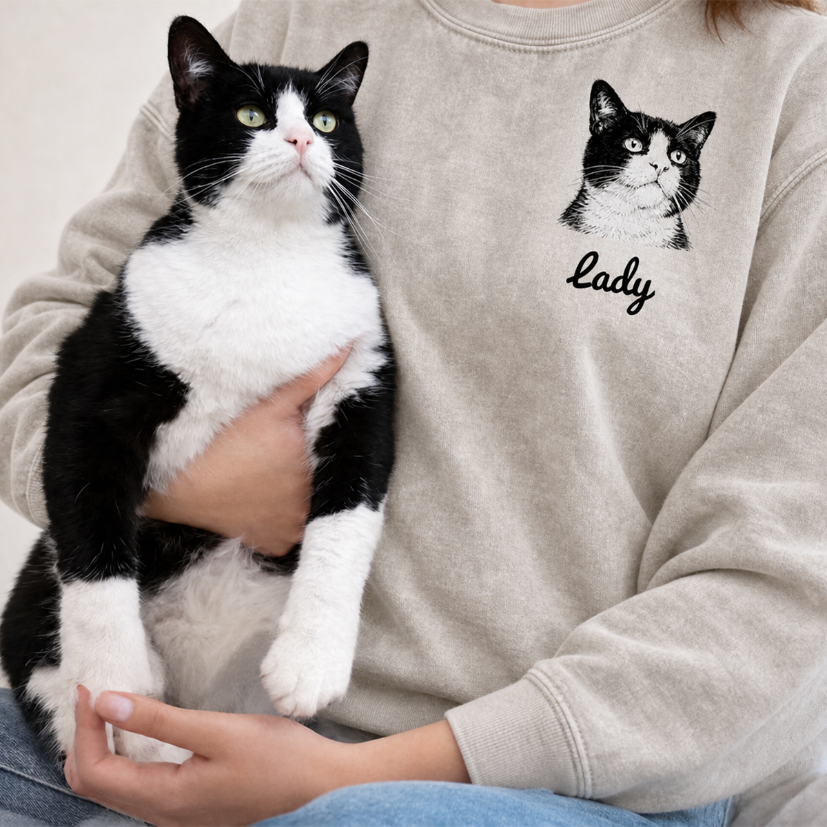 【完全オーダーメイド】愛犬・愛猫の似顔絵入り スウェット＆パーカー ｜ ペットの名前入れ可能