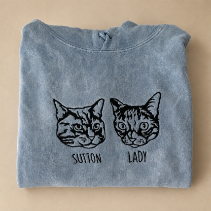ペット似顔絵刺繍Tシャツ - 愛犬・愛猫の写真をカスタムデザイン | ヴィンテージ加工 記念品ギフト