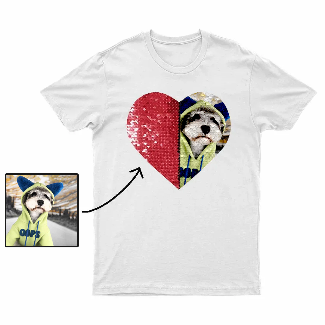 ペットの写真をカスタマイズするスパンコールTシャツ、トレーナー、パーカ-welikecustom-MJ