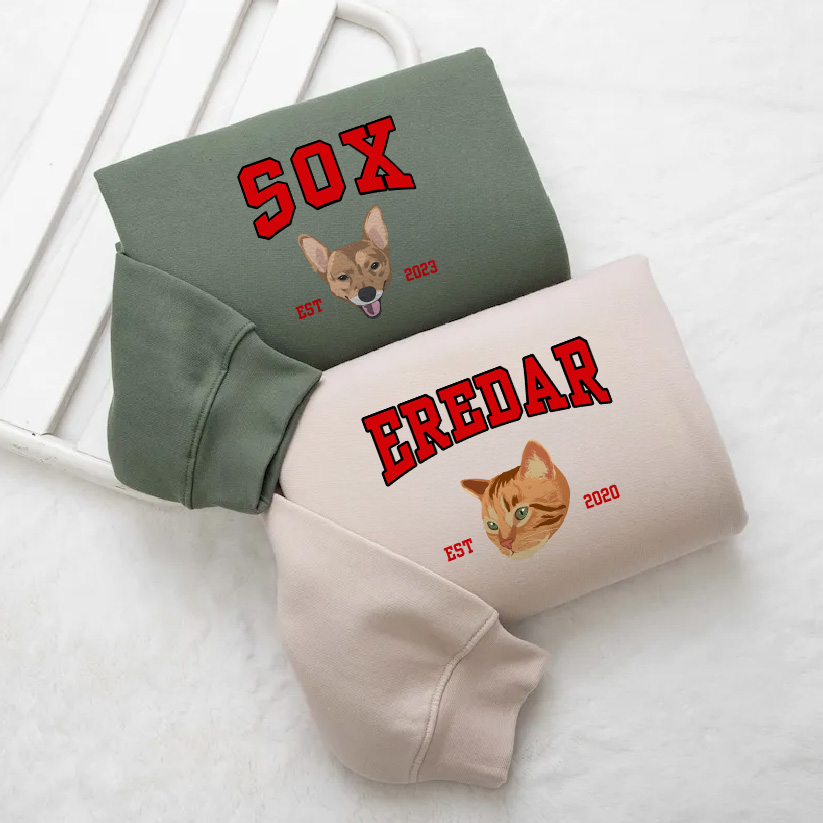 手描きスタイルカスタムペット写真Tシャツ、トレーナー、パーカー-welikecustom-MJ