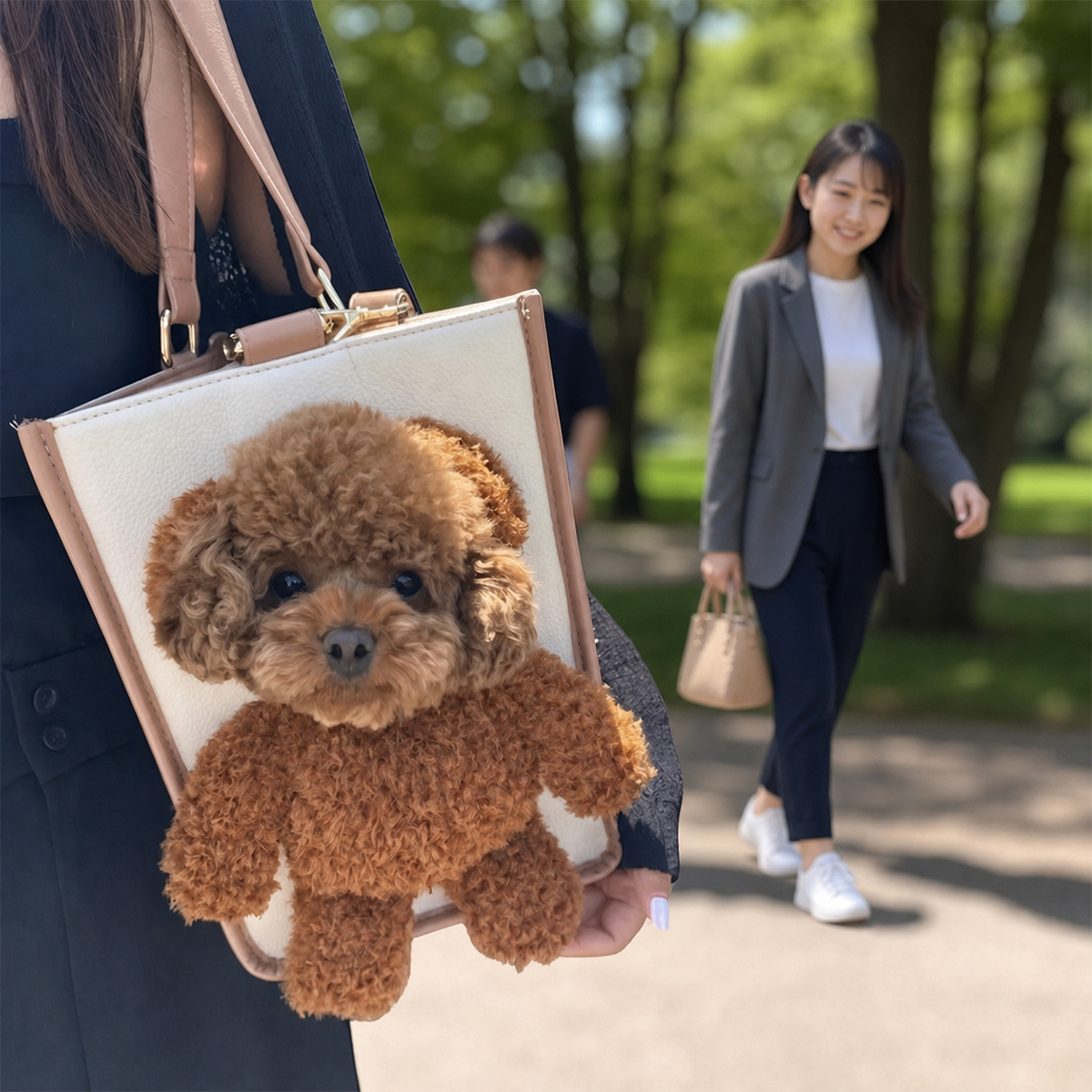 【名前カスタム可】ペットがお顔を出すぬいぐるみベアバッグ｜小型犬・猫用 2WAY キャリーバッグ