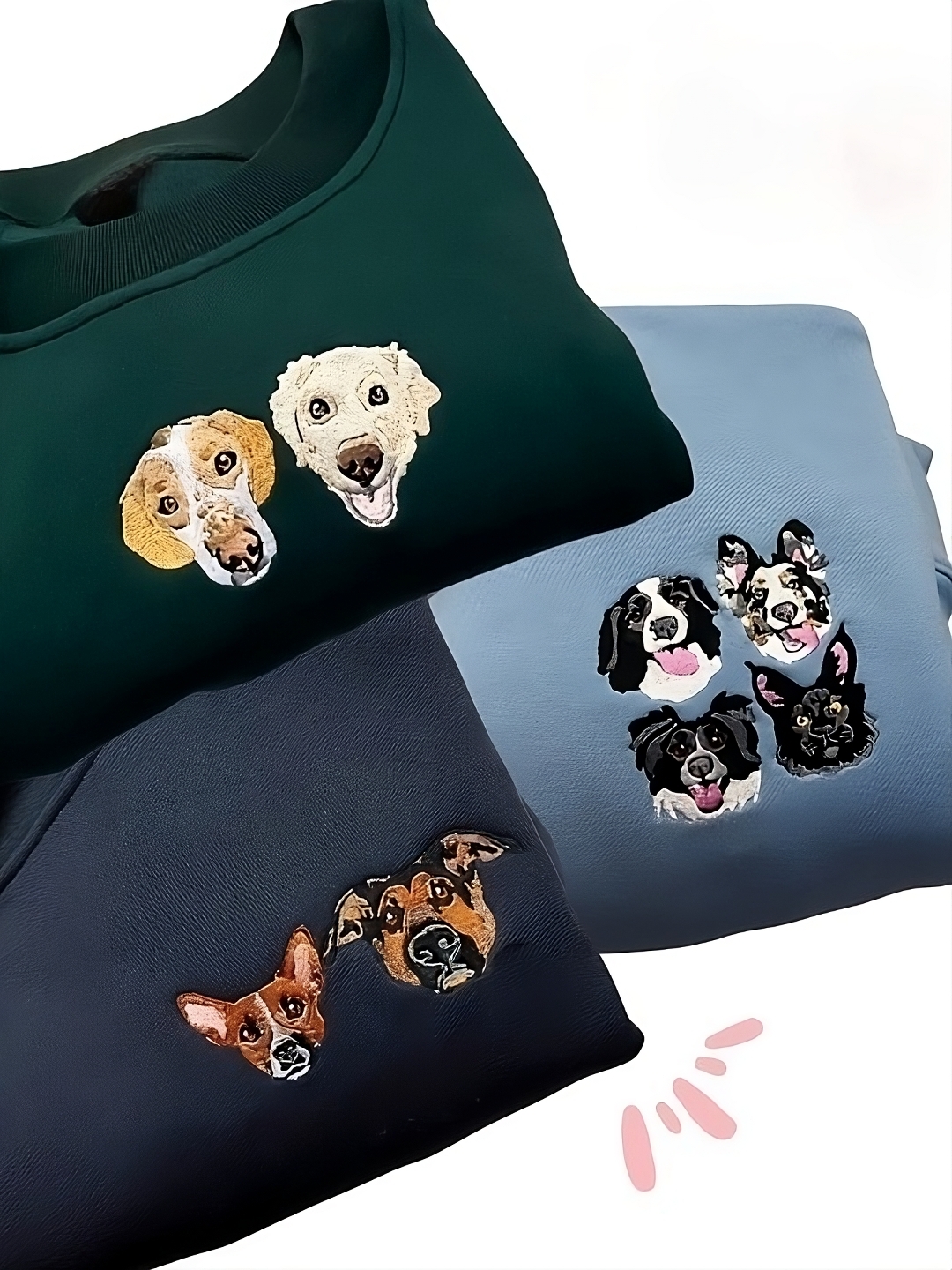 カスタムペットフェイス刺繍スリーブスウェットシャツ – パーソナライズされたペットアパレル-welikecustom-MJ