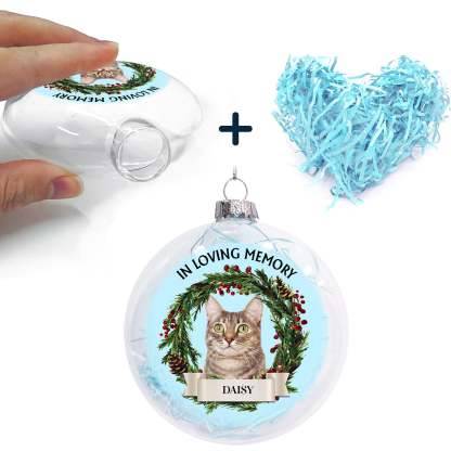 カスタム写真の愛らしい犬と猫は永遠に私の心の中にいます、パーソナライズされたクリアフラットボールオーナメント-welikecustom-MJ