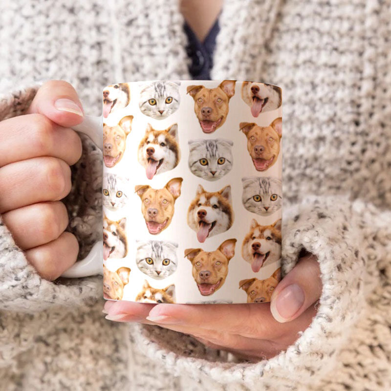 ペット愛好家へのカスタム顔写真パターンマグカップギフト-welikecustom-MJ