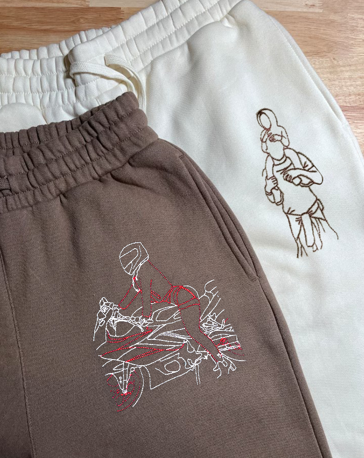 ペットとの写真、家族写真、パーソナライズされた刺繍スウェットパンツ、カスタム写真スウェットパンツ-welikecustom-MJ