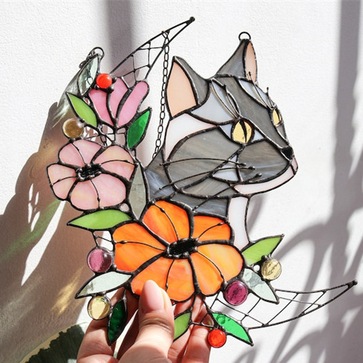 カスタムペットポートレート犬猫染色アクリルサンキャッチャー装飾-welikecustom-MJ