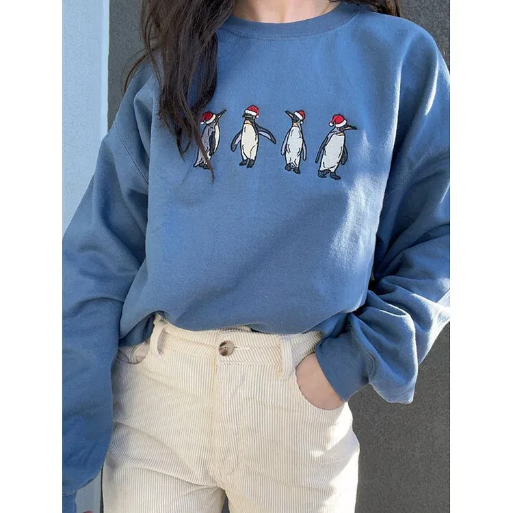 クリスマスコレクションペンギン刺繡Tシャツ、トレーナー、パーカ-welikecustom-MJ