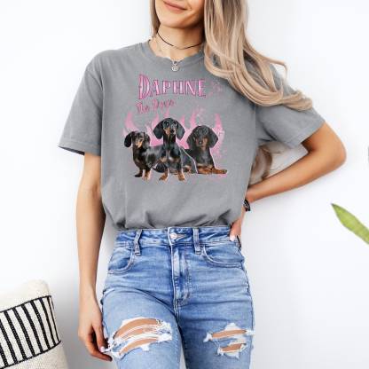 カスタムレトロ犬用Tシャツ、犬の写真コラージュ90年代風シャツ、ビンテージスタイルのペット写真プリントTシャツ-welikecustom-MJ