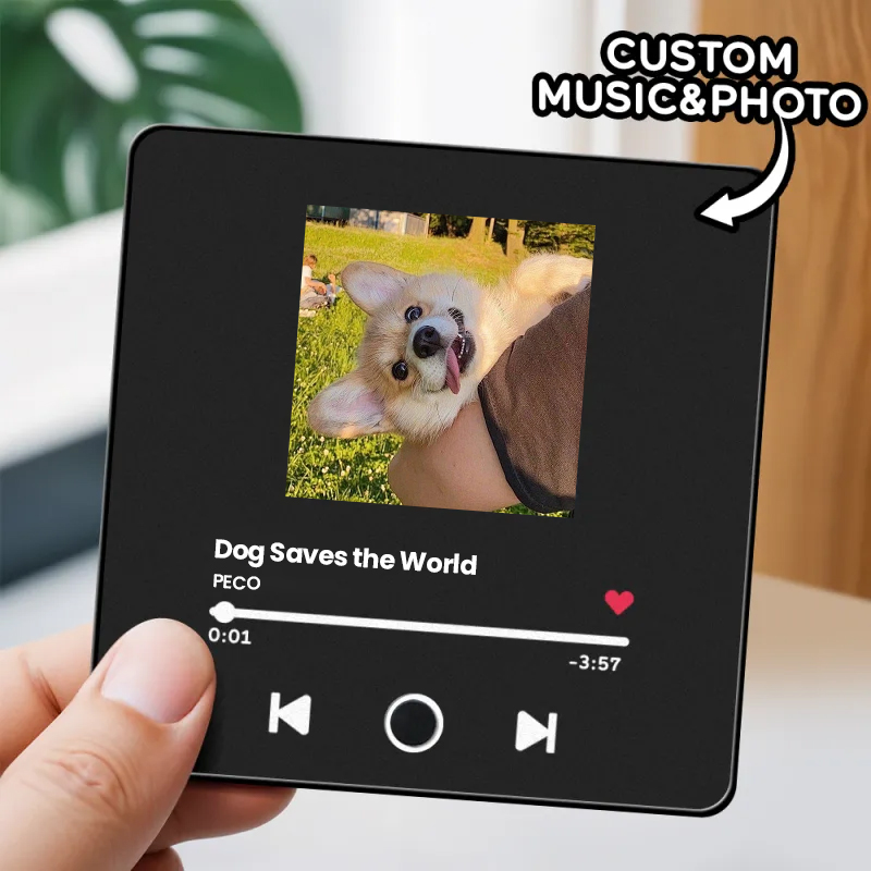 音楽再生可能 ペット写真冷蔵庫マグネットB - 毎日聴ける思い出のプレイヤー