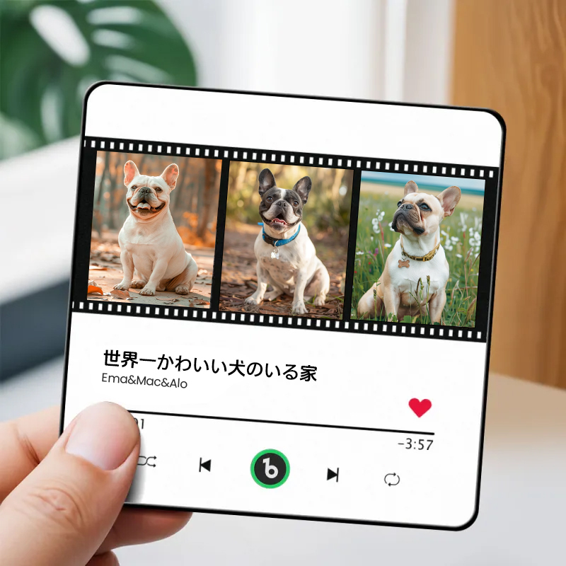 音楽再生可能 ペット写真冷蔵庫マグネットF - 毎日聴ける思い出のプレイヤー