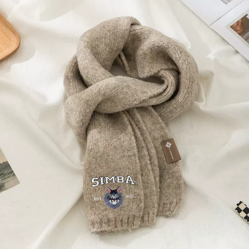 漫画風カスタム刺繍ペットポートレート織りスカーフ-welikecustom-MJ