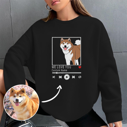 ペットの写真を刺繍したミュージックプレーヤー風Tシャツ、スウェットシャツ、パーカー-welikecustom-MJ