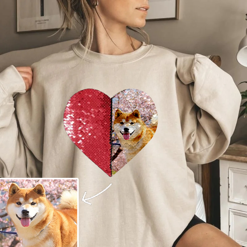 ペットの写真をカスタマイズするスパンコールTシャツ、トレーナー、パーカ-welikecustom-MJ