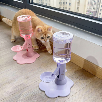 名前カスタム】ペット用自動給水器｜4段階高さ調節・重力自動給水・飛び散り防止＆滑り止め｜猫・小型犬用