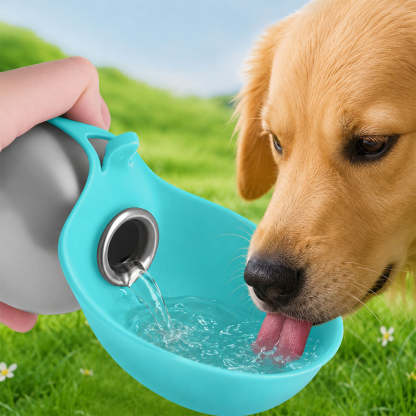 名入れ ペット用水筒 携帯給水器｜犬・猫用 丸型ポータブルウォーターディスペンサー（漏れ防止／軽量／2カラー）