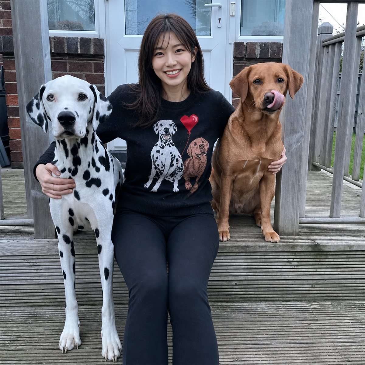 ペットニットセーター ハート風船 犬柄 可愛い 動物好き ジャカード編み 暖かい プルオーバー スウェター ペットオーナー向け