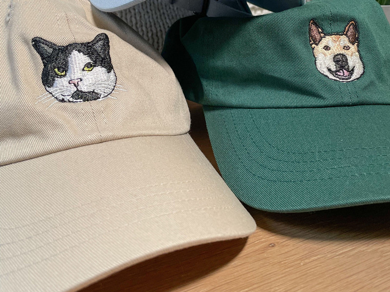 ペットの写真を使用したカスタム刺繍ペット帽子パーソナライズ