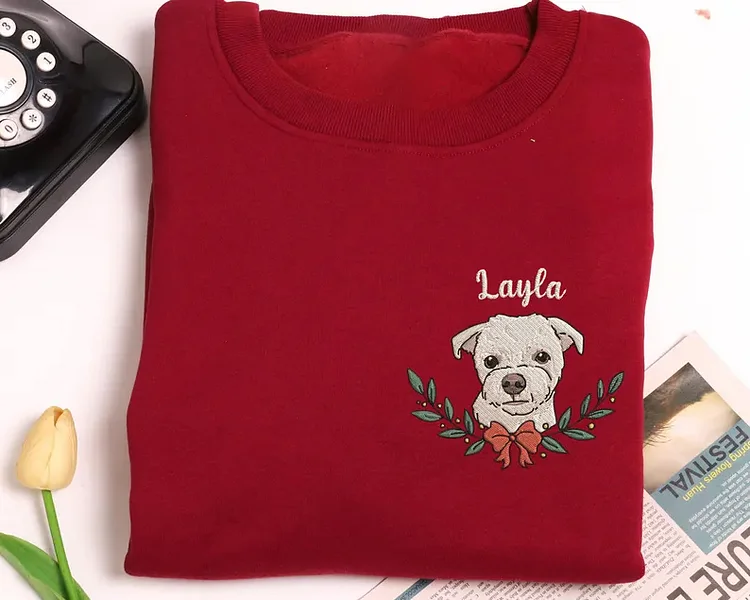 カスタムペット刺繡クリスマスレイ名前シリーズTシャツ、トレーナー、パーカ-welikecustom-MJ