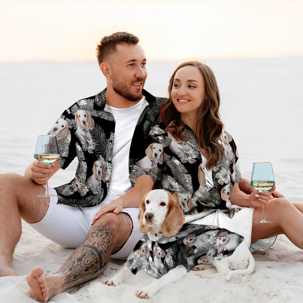 カスタムペットフェイスハワイアンスタイルフラワーズペットフェイスハワイアンシャツ-welikecustom-MJ