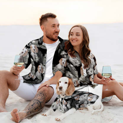 カスタムペットフェイスハワイアンスタイルフラワーズペットフェイスハワイアンシャツ-welikecustom-MJ