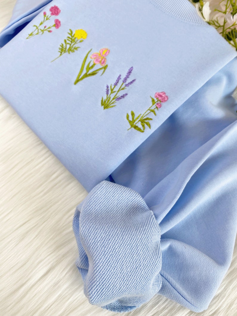 刺繍入りフラワー刺繍Tシャツ | 誕生花刺繍パーカースウェットシャツ-welikecustom-MJ