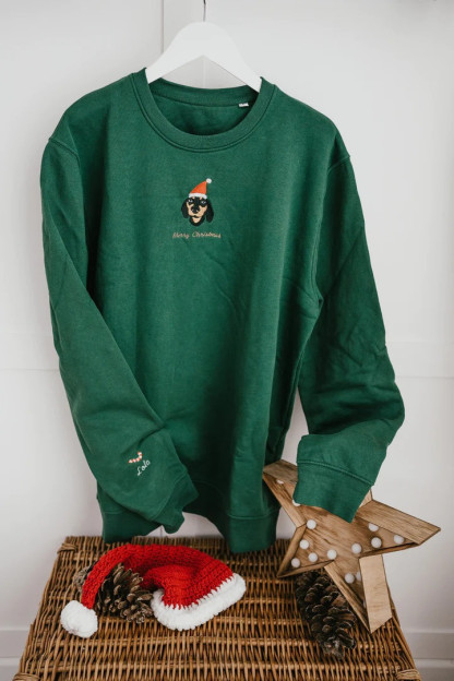 ペットの肖像画が入ったクリスマスカスタム刺繍スウェットシャツ-welikecustom-MJ