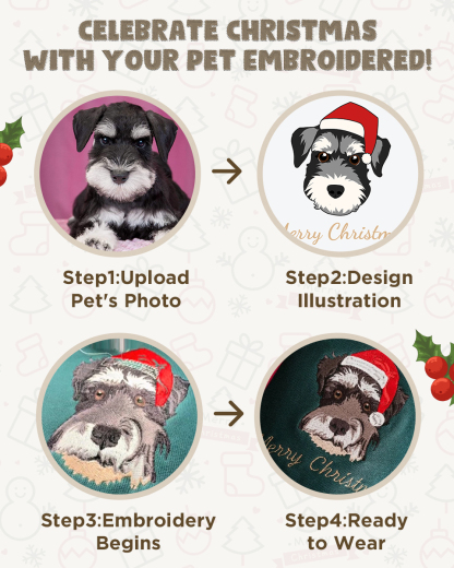 カスタマイズされたペットの刺繍入りクリスマス帽子シリーズ T シャツ、スウェットシャツ、パーカー-welikecustom-MJ