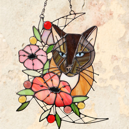 カスタムペットポートレート犬猫染色アクリルサンキャッチャー装飾-welikecustom-MJ