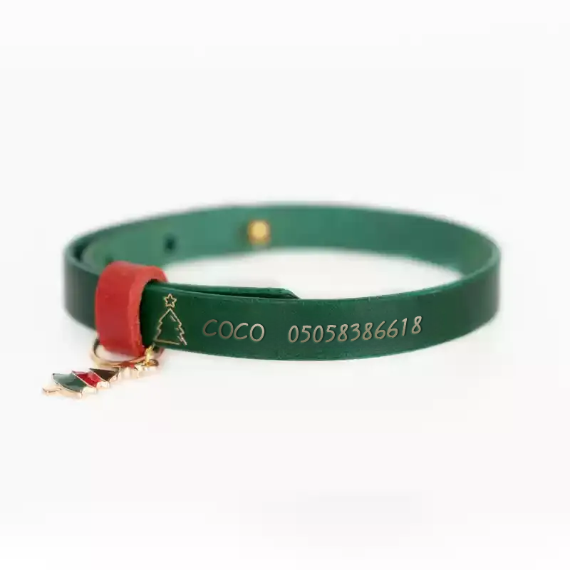 クリスマスのためのカスタマイズされたペットの革首輪-welikecustom-MJ
