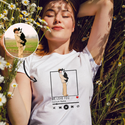 ペットの写真を刺繍したミュージックプレーヤー風Tシャツ、スウェットシャツ、パーカー-welikecustom-MJ