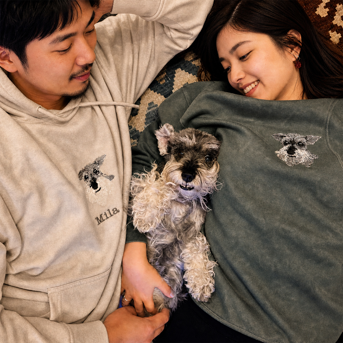 【世界に一つだけの愛ペットTシャツ】写真から作成するカスタムペット刺繍ウォッシュドTシャツ | ペットグッズ ペット愛好家へのプレゼント