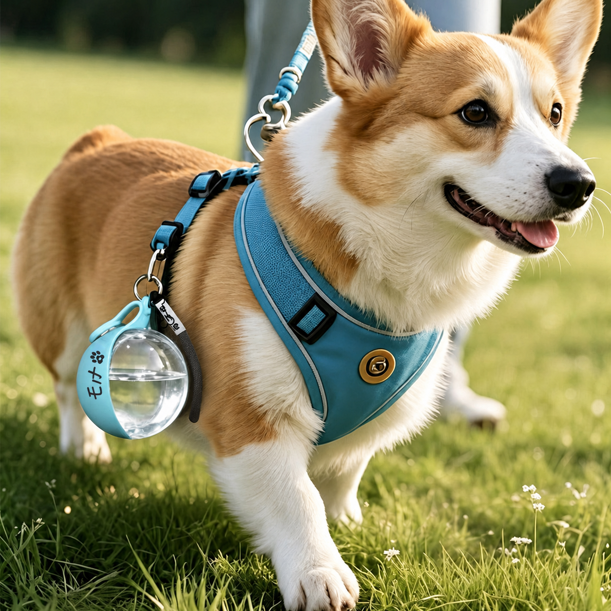 名入れ ペット用水筒 携帯給水器｜犬・猫用 丸型ポータブルウォーターディスペンサー（漏れ防止／軽量／2カラー）