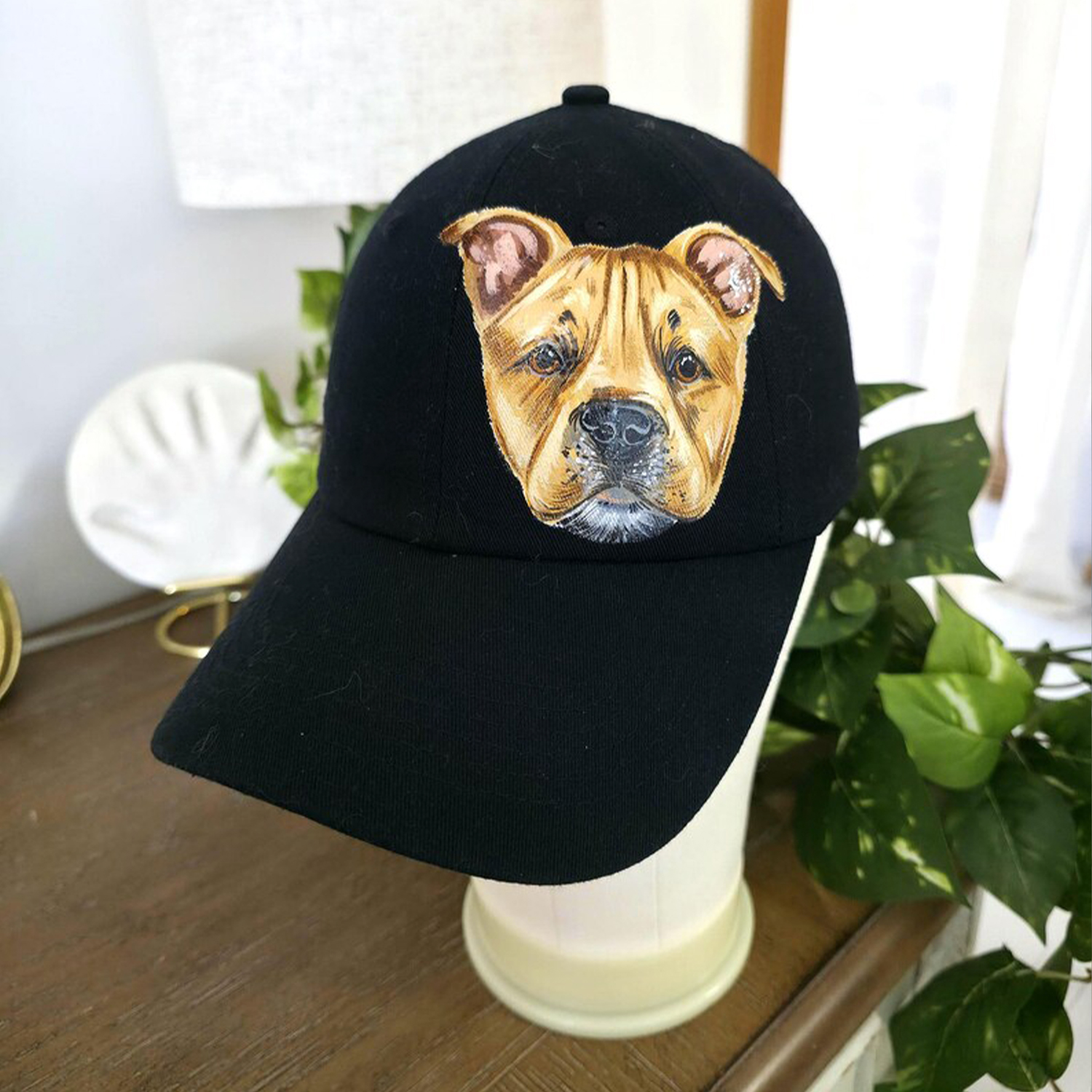 【完全オーダーメイド】手描きペット肖像画キャップ / 愛犬・愛猫の似顔絵帽子 / 記念日ギフト・お揃いコーデに