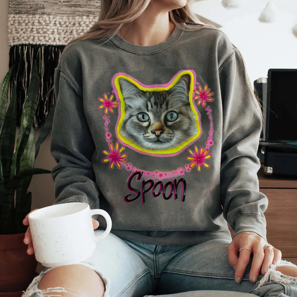 エアブラシ手描き風カスタムペット画像Tシャツ、トレーナー、パーカー-welikecustom-MJ