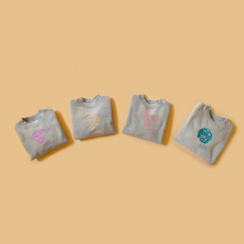 ペットの顔が刺繍された子供用スウェットシャツ、Tシャツ、パーカー-welikecustom-MJ