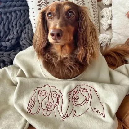 🐶ペットの写真シルエットをアート風に刺繍したTシャツ、スウェットシャツ、パーカーをカスタムメイド-welikecustom-MJ