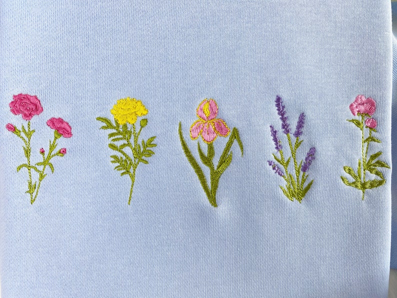 刺繍入りフラワー刺繍Tシャツ | 誕生花刺繍パーカースウェットシャツ-welikecustom-MJ