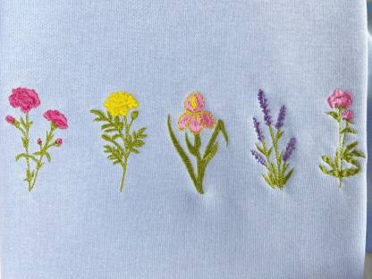 刺繍入りフラワー刺繍Tシャツ | 誕生花刺繍パーカースウェットシャツ-welikecustom-MJ